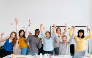 colleagues celebrating