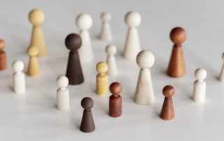 Wooden pegs of different colours